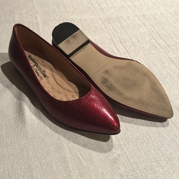 Walking cradle Wine Snake-Embossed Reece Leather Flat - Picture 6 of 7